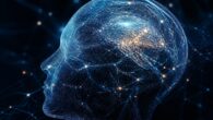 Neurona con señales sinápticas, ilustración de la actividad psíquica